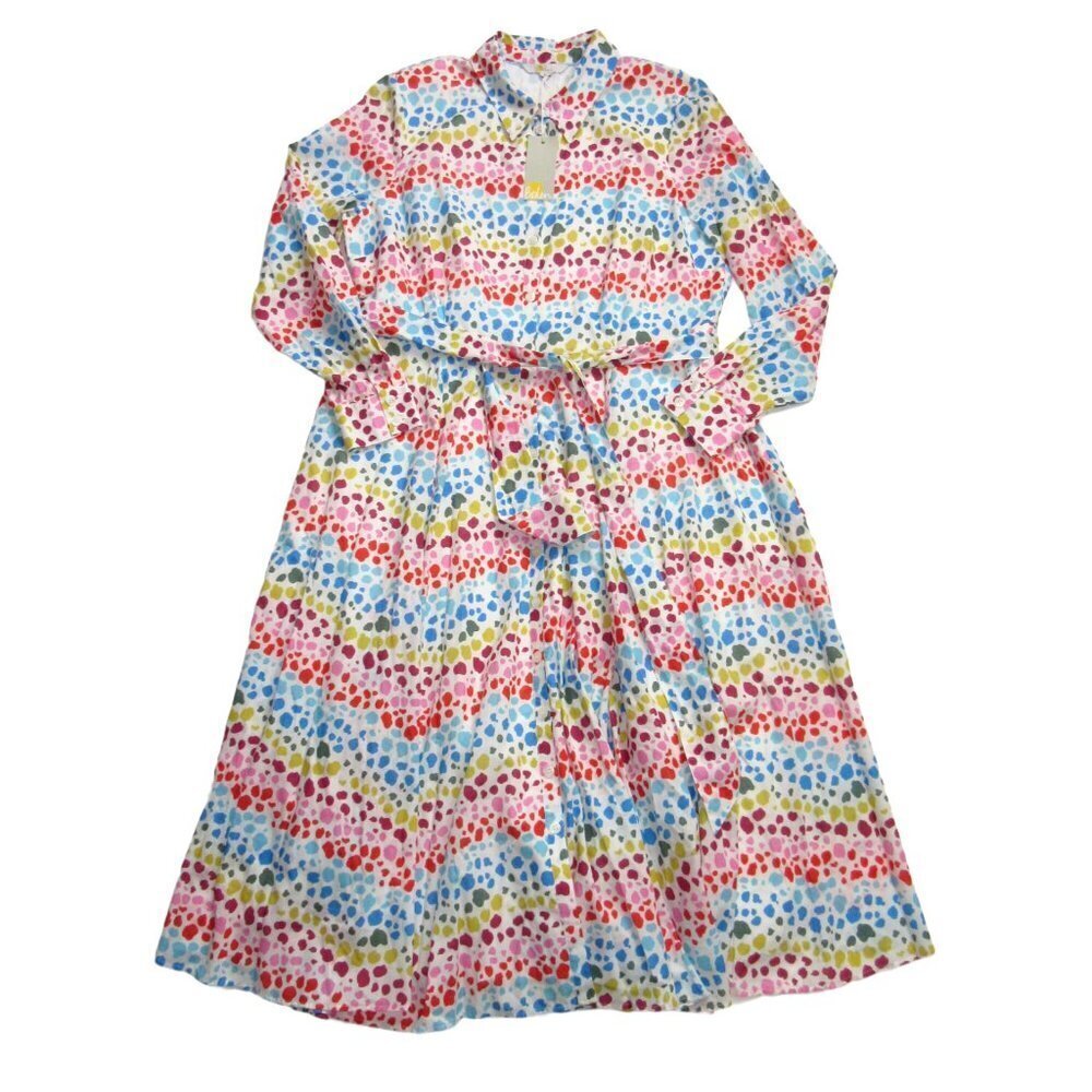 NWT Boden Kitty in Ivory Rainbow Leopard Button-up Shirt Dress US 14R / UK 18R - Picture 1 of 6